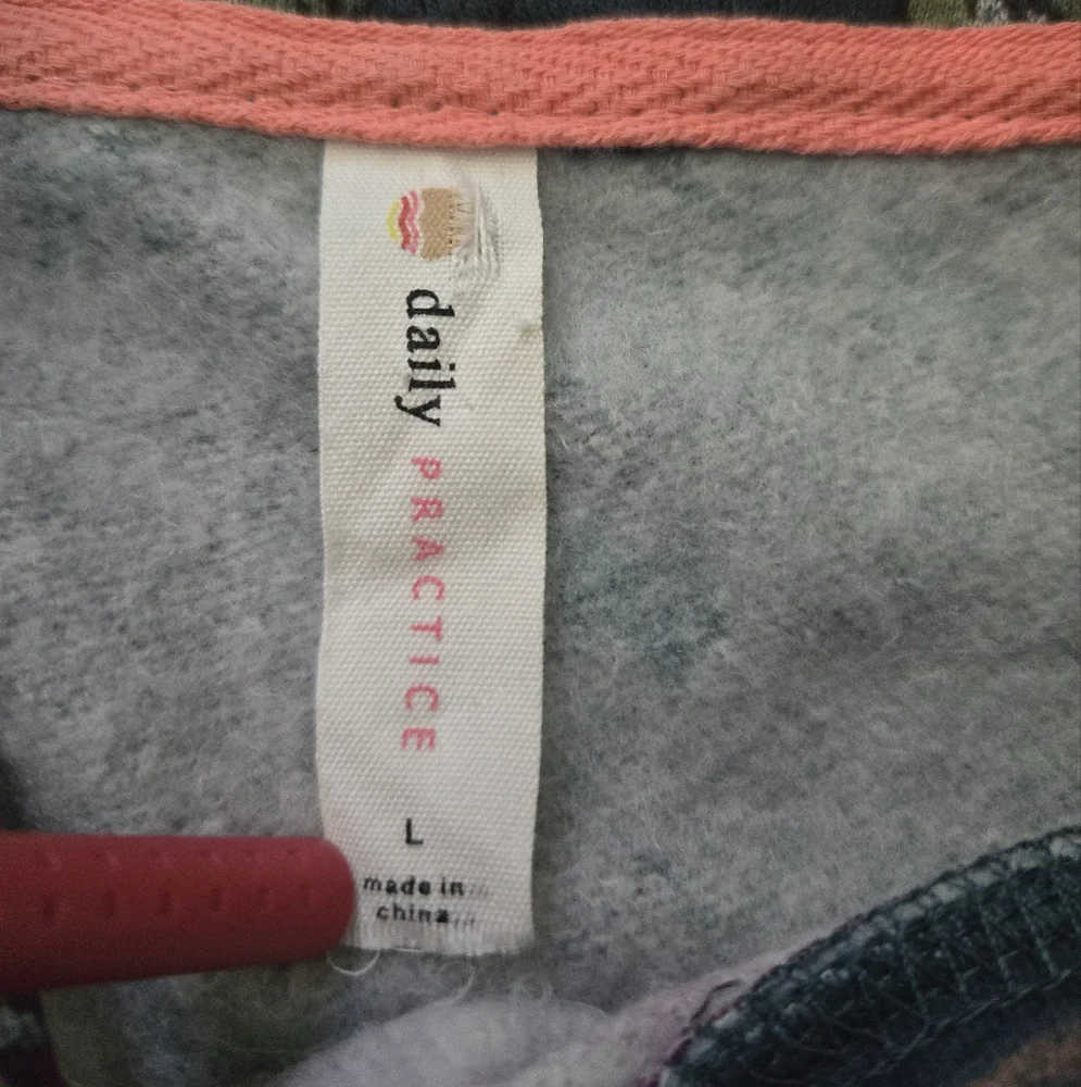 Daily Practice Floral Print Hoodie Sweatshirt Size Large Teal - Picture 4 of 6